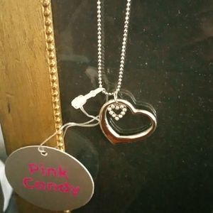 Pink Candy Pendant Crystal Hearts Necklace New